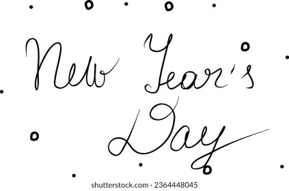 New Year's Day, phrase handwritten. Modern calligraphy text. Isolated word, lettering black new