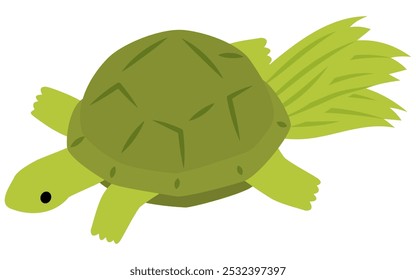 New Year's decorated turtle, isometric icon, Vector Illustration