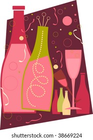 New Years Deep Pink Theme Isolated