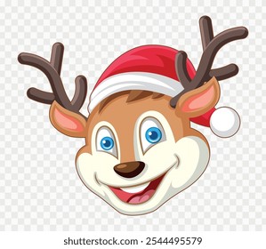 New Year's deer. Symbol of New Year and Christmas. Santa Claus's assistant. Vector flat illustration on transparent background