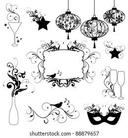 New Years Design Element Silhouettes