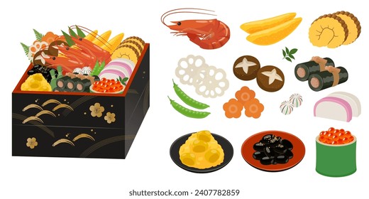New Year's dishes ingredients set
