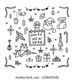 New Year's Doodle hand drawn Illustration 2023. vector illustration