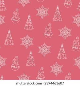 New year's doodle pattern in sketch style. Vector background, wallpaper, backdrop.