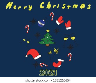 New year's Doodle set hand-drawn, Christmas elements