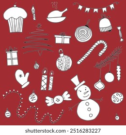 New Year's doodles in red