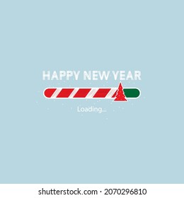 New Year's download. Blue background and icon with a Christmas tree on the download bar. 