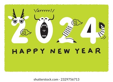 New years Dragon greeting card in 2024