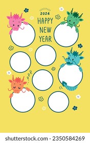 New years Dragon greeting card with photo frame in 2024