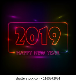 New Year's Eco-congratulation with the new year 2019 and the inscription Happy New Year, color background