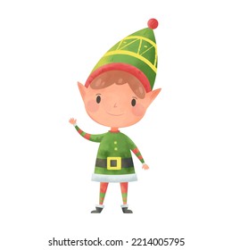 New Year's Elf. Christmas cartoon character.