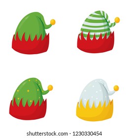 New Year's elf hats, vector set