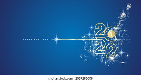 New Year's Eve 2022 shining line design typography firework champagne gold white blue background vector