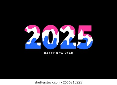 New Year's Eve 2025 card, poster, web banner or header, holiday cover. number 2025 design isolated on black for ads