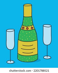 New Years Eve Apple Cider Vector Illustration