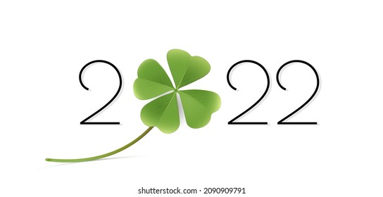New Year's Eve banner shamrock with 2022,
Vector illustration isolated on white background

