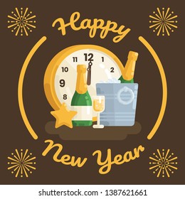 New Year's Eve Champagne Bucket Glass and Stars