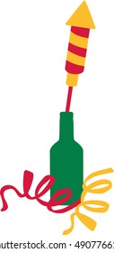 New years eve firework rocket in a bottle