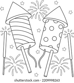 New Years Eve Fireworks Coloring Page for Kids