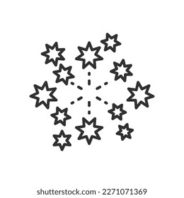 New Year's Eve Fireworks, linear icon. Line with editable stroke