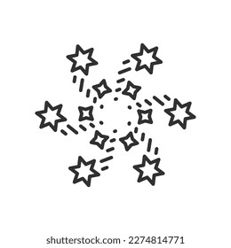 New Year's Eve Fireworks, linear icon. Line with editable stroke