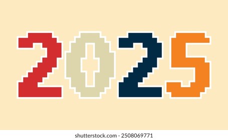 New Year's Eve. holiday. 2025. the coming year. The Year of the Snake. pixel 2025. pixels. snake. black lines. The color of the room is black. Year 2025. year. a big celebration. pattern. the title.