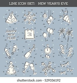 New Year's Eve icon set (eps10);