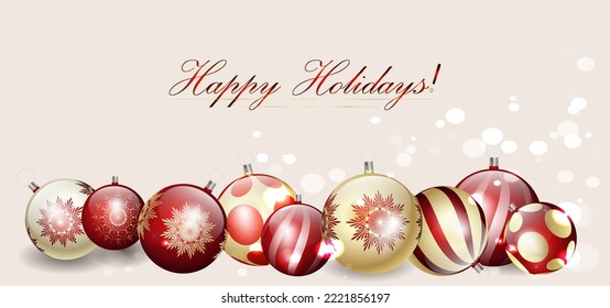 New Year's Eve light background with realistic Christmas decorations
