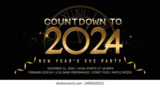 New Years Eve party countdown 2024 vector illustration 