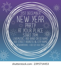 New years eve party flyer poster social media post design