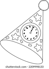 New Years Eve Party Hat Isolated Coloring Page