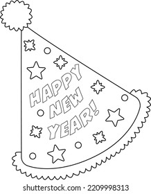 New Years Eve Party Hat Isolated Coloring Page