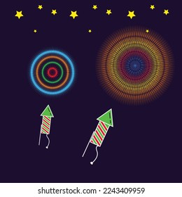 fuegos artificiales vectoriales de Año Nuevo