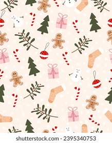 New Year's Eve pattern on light beige background.