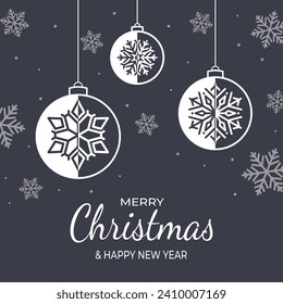 New Year's Eve poster with Christmas tree balls. Christmas poster, banner, poster. Happy New Year 2024