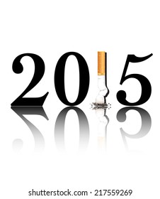 New Year's Eve, Smoking concept with the 1 in 2015 being replaced by a stubbed out cigarette. EPS10 vector format  