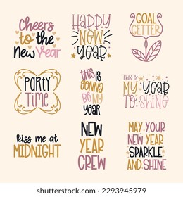New Years Ever Quote Typography Set