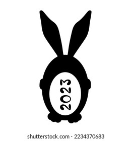 New Year's festive rabbit, to the twenty-third year silhouette of a black-colored rabbit, a hare with long ears.