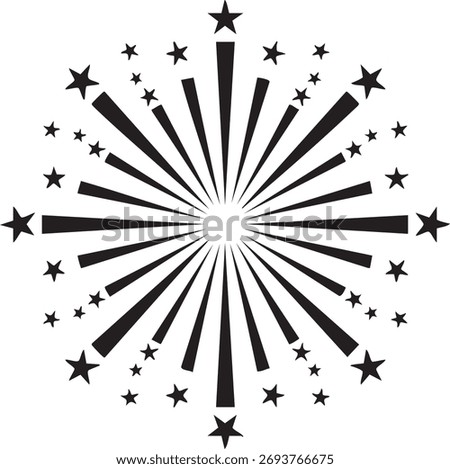 New Years Firework Burst Silhouettes Minimalist Sharp Symmetrical Celebration Design