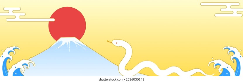 New Year's First Banner for the Year of the Snake 2025, Vector Illustration