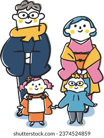 New Year's formal attire illustration material

