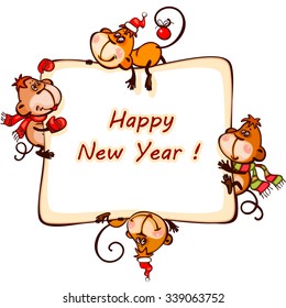 New Year's frame  2016  with the  monkey