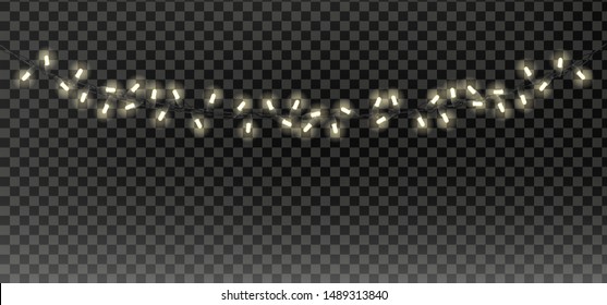 New Year's garland for decoration, luminous lamps for the holiday, light for the New Year's Eve party. Vector.