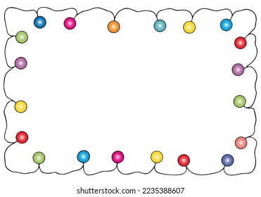 New Year's garland as a frame for a greeting card. Hand Drawn. Freehand drawing. Doodle. Sketch. Outline.