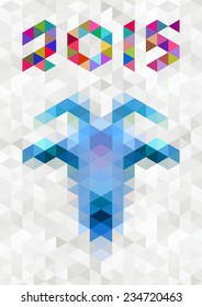 New Year's geometrical background with tree decorations. Vector illustration