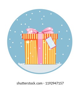 New Years gift. Stock flat vector illustration.