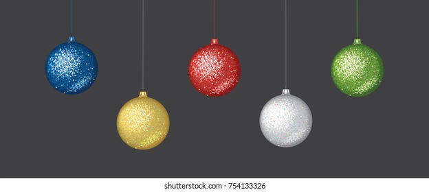 New Year's  glass balls on a black
 background