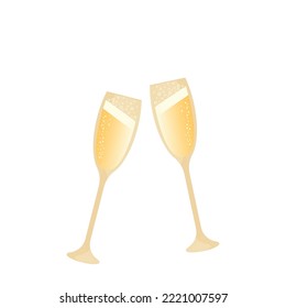 New Year's glasses with champagne. Vector graphics