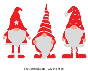 New Year's gnomes with long legs. vector drawing. flat