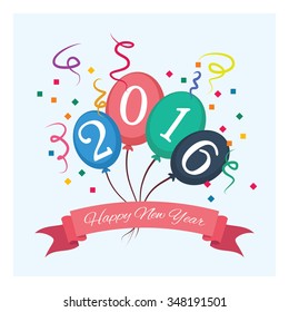 New Year's greeting with balloons